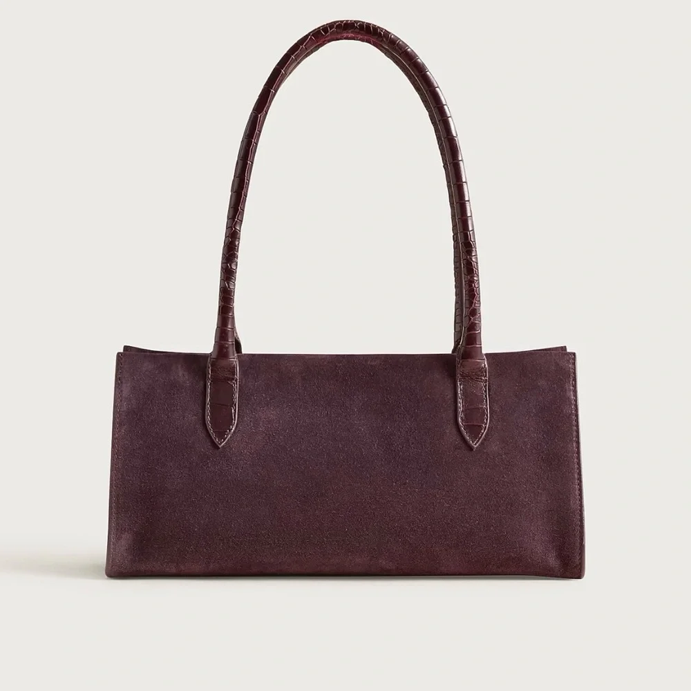 Women’s Suede Shoulder Bag.  Chocolate Berry suede - Picture 5 of 6